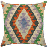 handmade Traditional Pillow Blue Rust Hand-Woven SQUARE 100% WOOL area rug