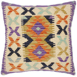 handmade Traditional Pillow Rust Beige Hand-Woven SQUARE 100% WOOL area rug