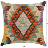 handmade Traditional Pillow Rust Blue Hand-Woven SQUARE 100% WOOL area rug