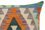 handmade Traditional Pillow Orange Blue Hand-Woven SQUARE 100% WOOL area rug