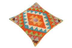 handmade Traditional Pillow Rust Teal Hand-Woven SQUARE 100% WOOL kilim throw pillow