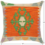 handmade Traditional Pillow Rust Blue Hand-Woven SQUARE 100% WOOL area rug