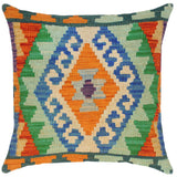 handmade Traditional Pillow Blue Rust Hand-Woven SQUARE 100% WOOL area rug