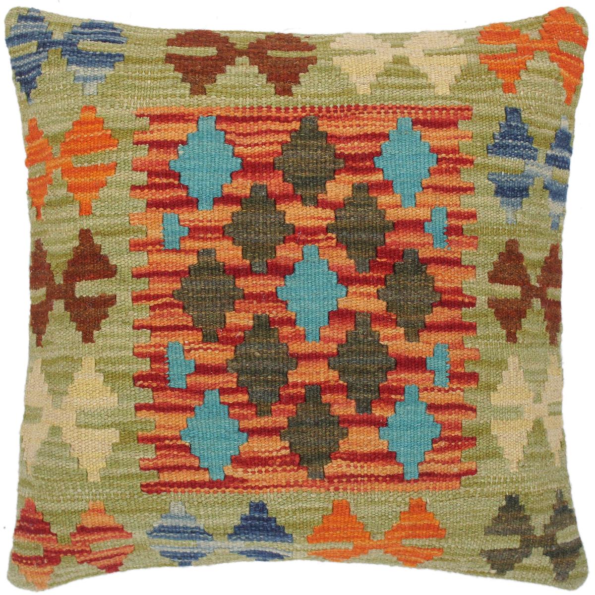 handmade Traditional Pillow Rust Red Hand-Woven SQUARE 100% WOOL area rug