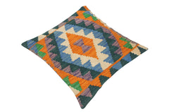 handmade Traditional Pillow Blue Beige Hand-Woven SQUARE 100% WOOL area rug