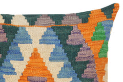 handmade Traditional Pillow Blue Beige Hand-Woven SQUARE 100% WOOL area rug