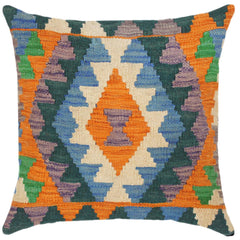 handmade Traditional Pillow Blue Beige Hand-Woven SQUARE 100% WOOL area rug