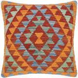 handmade Traditional Pillow Orange Brown Hand-Woven SQUARE 100% WOOL area rug