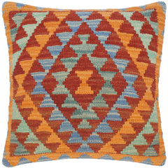 handmade Traditional Pillow Orange Brown Hand-Woven SQUARE 100% WOOL area rug