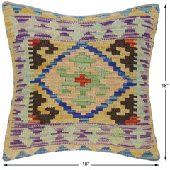 handmade Traditional Pillow Gold Blue Hand-Woven SQUARE 100% WOOL area rug