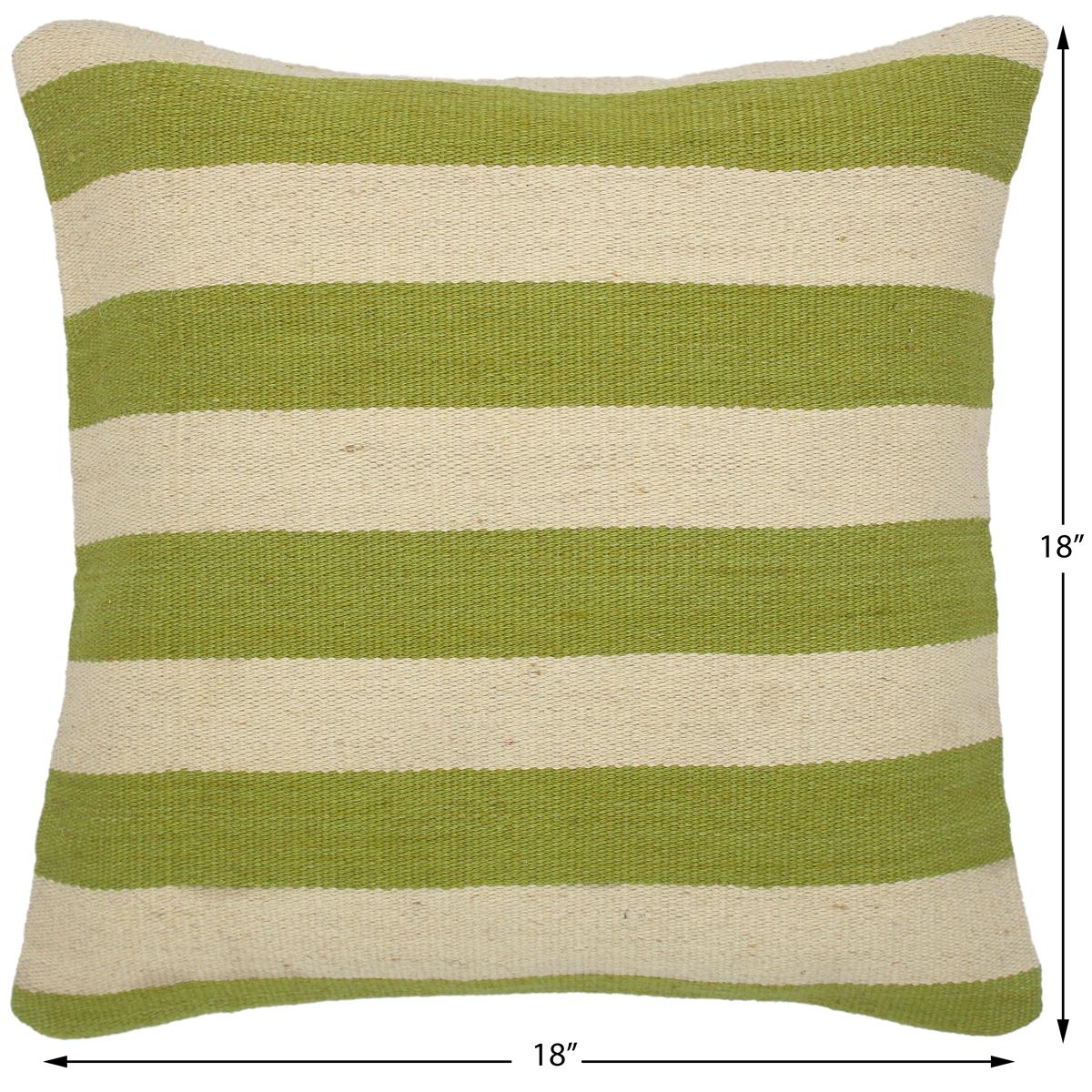 handmade Modern Pillow Beige Green Hand-Woven SQUARE 100% WOOL kilim throw pillow