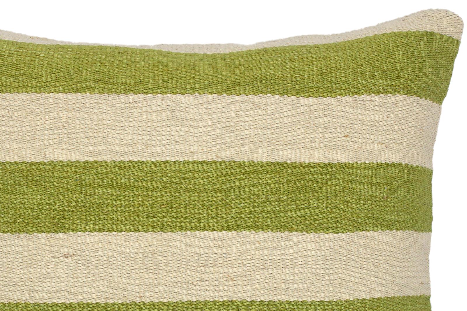 handmade Modern Pillow Beige Green Hand-Woven SQUARE 100% WOOL kilim throw pillow