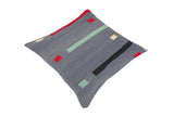 handmade Modern Pillow Blue Red Hand-Woven SQUARE 100% WOOL area rug