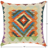 handmade Traditional Pillow Rust Blue Hand-Woven SQUARE 100% WOOL area rug