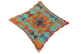 handmade Traditional Pillow Blue Rust Hand-Woven SQUARE 100% WOOL area rug