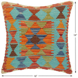handmade Traditional Pillow Blue Rust Hand-Woven SQUARE 100% WOOL area rug
