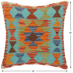 handmade Traditional Pillow Blue Rust Hand-Woven SQUARE 100% WOOL area rug