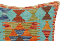 handmade Traditional Pillow Blue Rust Hand-Woven SQUARE 100% WOOL area rug