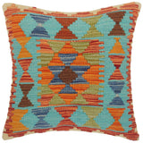 handmade Traditional Pillow Blue Rust Hand-Woven SQUARE 100% WOOL area rug