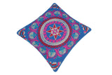handmade Turkish Throw Pillow Blue Gray  SQUARE COTTON area rug