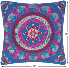handmade Turkish Throw Pillow Blue Gray  SQUARE COTTON area rug