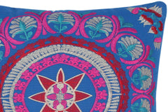 handmade Turkish Throw Pillow Blue Gray  SQUARE COTTON area rug