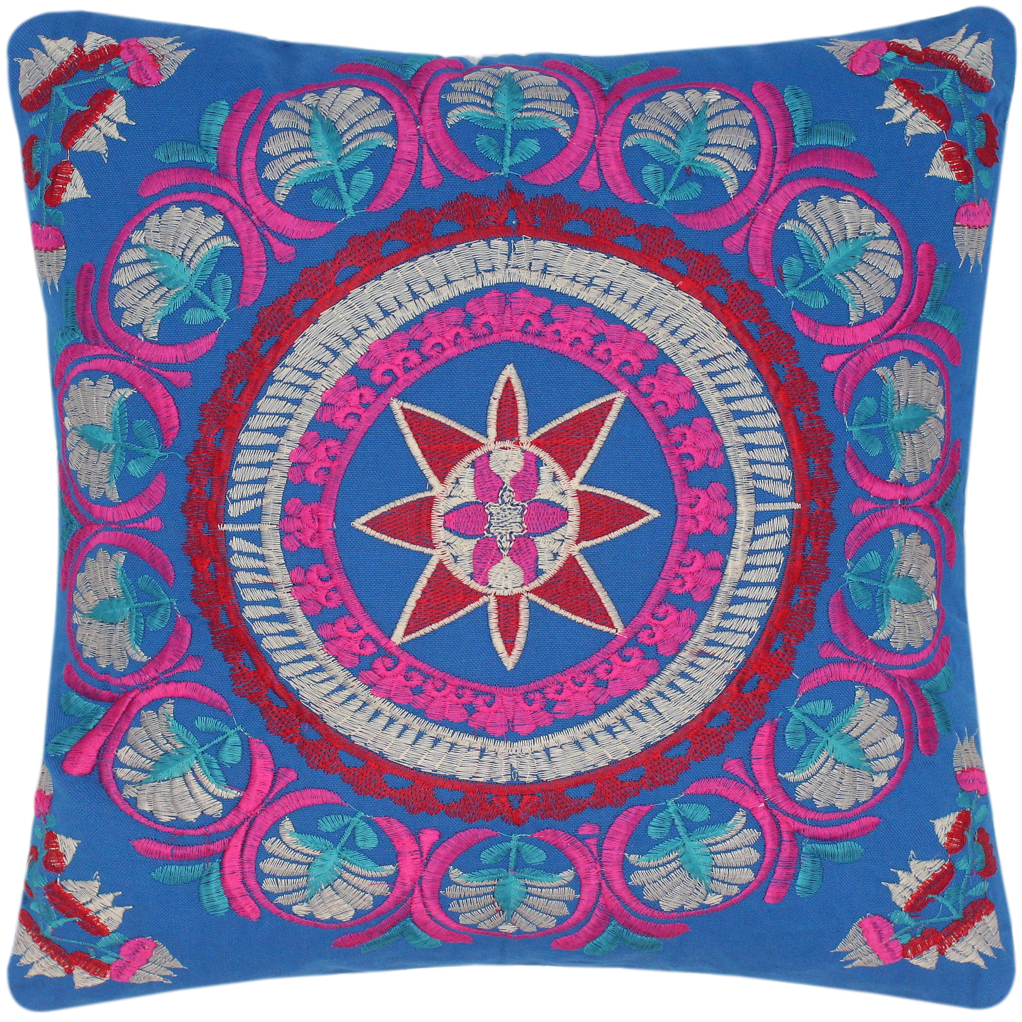handmade Turkish Throw Pillow Blue Gray  SQUARE COTTON area rug