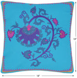 handmade Turkish Throw Pillow Blue Gold  SQUARE COTTON area rug