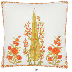 handmade Turkish Throw Pillow Ivory Rust  SQUARE COTTON area rug