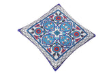 handmade Turkish Throw Pillow Ivory Teal  SQUARE SILK area rug