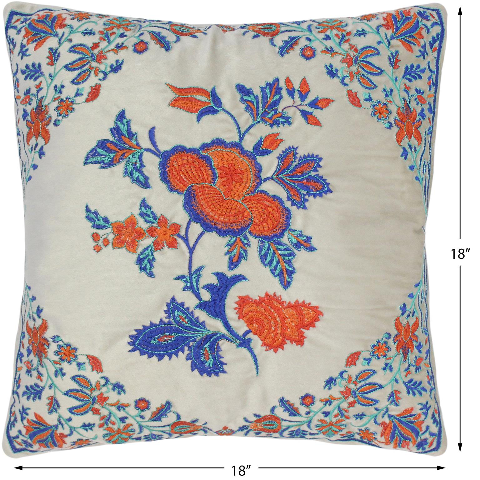 handmade Turkish Throw Pillow Beige Blue  SQUARE VELVET area rug