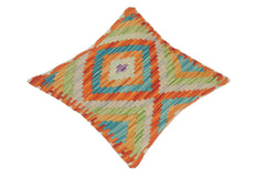 handmade Traditional Pillow Rust Teal Hand-Woven SQUARE 100% WOOL area rug