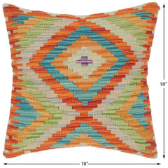 handmade Traditional Pillow Rust Teal Hand-Woven SQUARE 100% WOOL area rug