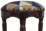 handmade Modern Kilim Blue Beige Hand-made ROUND 100% WOOL Bar Stool