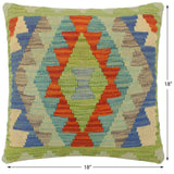 handmade Tribal Turkish Antique Rust Blue Hand-Woven SQUARE 100% WOOL pillow
