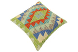 handmade Tribal Turkish Antique Rust Blue Hand-Woven SQUARE 100% WOOL pillow