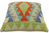 handmade Tribal Turkish Antique Rust Blue Hand-Woven SQUARE 100% WOOL pillow