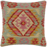 handmade Tribal Turkish Antique Blue Red Hand-Woven SQUARE 100% WOOL pillow