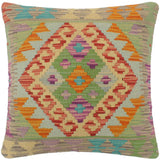 handmade Tribal Turkish Antique Blue Rust Hand-Woven SQUARE 100% WOOL pillow