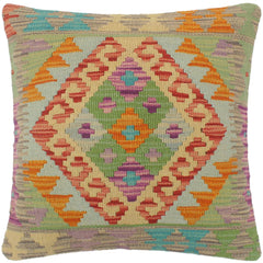 handmade Tribal Turkish Antique Blue Rust Hand-Woven SQUARE 100% WOOL pillow