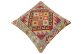 handmade Tribal Turkish Antique Rust Blue Hand-Woven SQUARE 100% WOOL pillow
