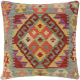 handmade Tribal Turkish Antique Rust Blue Hand-Woven SQUARE 100% WOOL pillow