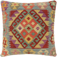 handmade Tribal Turkish Antique Rust Blue Hand-Woven SQUARE 100% WOOL pillow