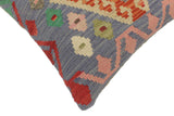 handmade Tribal Turkish Antique Blue Rust Hand-Woven SQUARE 100% WOOL pillow