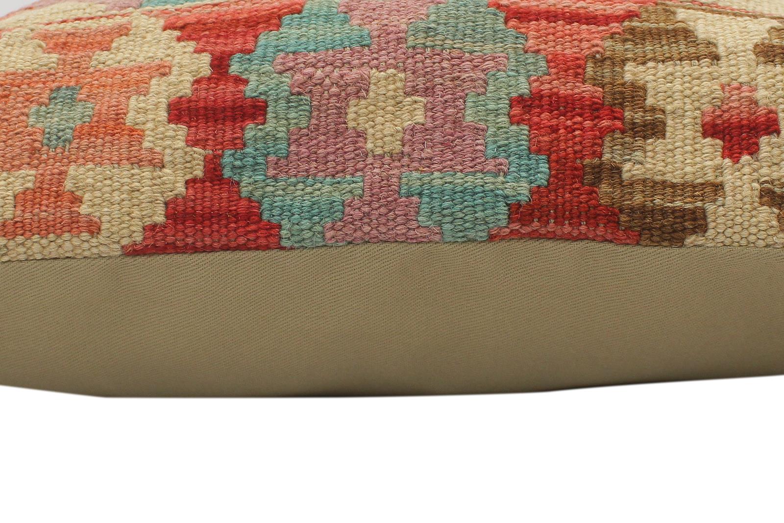 handmade Tribal Turkish Antique Red Blue Hand-Woven SQUARE 100% WOOL pillow