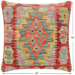 handmade Tribal Turkish Antique Red Blue Hand-Woven SQUARE 100% WOOL pillow