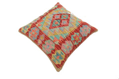 handmade Tribal Turkish Antique Red Blue Hand-Woven SQUARE 100% WOOL pillow