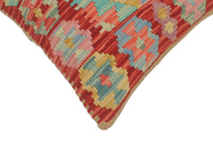 handmade Tribal Turkish Antique Red Blue Hand-Woven SQUARE 100% WOOL pillow
