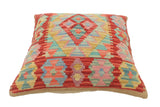 handmade Tribal Turkish Antique Red Blue Hand-Woven SQUARE 100% WOOL pillow