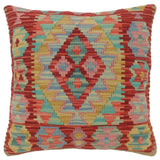 handmade Tribal Turkish Antique Red Blue Hand-Woven SQUARE 100% WOOL pillow